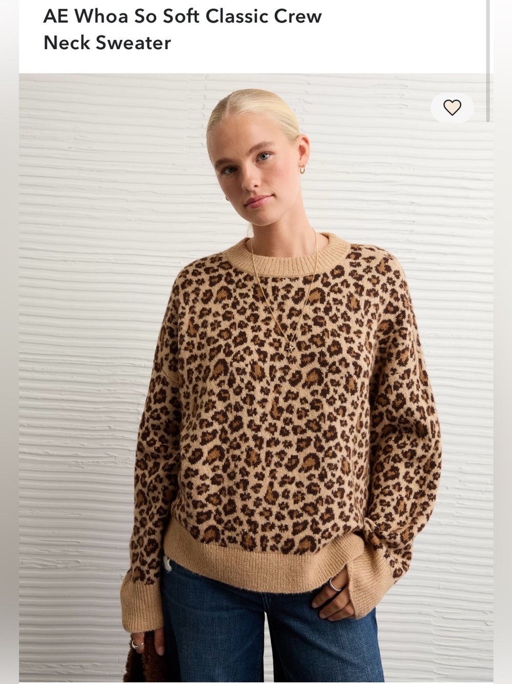 American Eagle Outfitters Leopard Print Crewneck Sweater - Tan & Brown